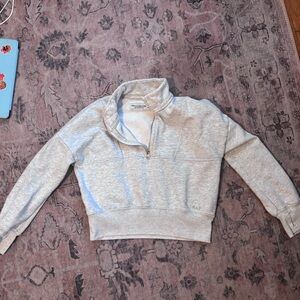 Abercrombie Kids Light Gray Half-Zip Sweatshirt